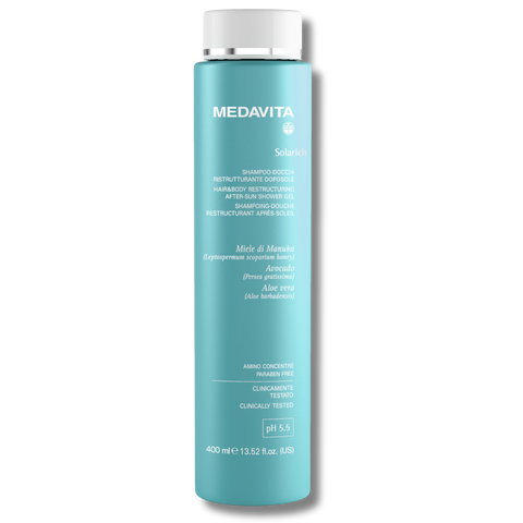 Шампунь-гель для душу MEDAVITA SOLARICH Shampoo-Doccia Ristrutturante Doposole Хелатувальний та відновлювальний після перебування на сонці 400 мл 1253 фото