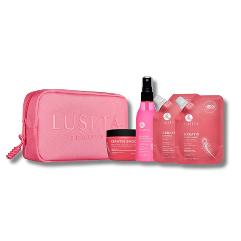 Набір для пошкодженого волосся з косметичкою Luseta Beauty Keratin Jet-Set Hair Smooth Kit (60 + 60 + 100 + 100 мл) 1665 фото