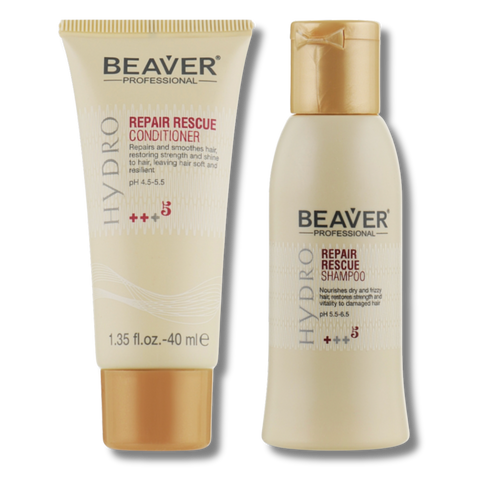 Дорожный набор BEAVER Repair Resque &laquo;Интенсивное восстановление&raquo; шампунь 60мл + кондиционер 40 мл 1346 фото